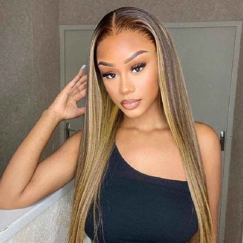 13x6 Highlight Straight Human Hair 100% hd Lace Frontal Wig For Women Choice Brazilian Cheap Wigs cheap wigs on clearance sale