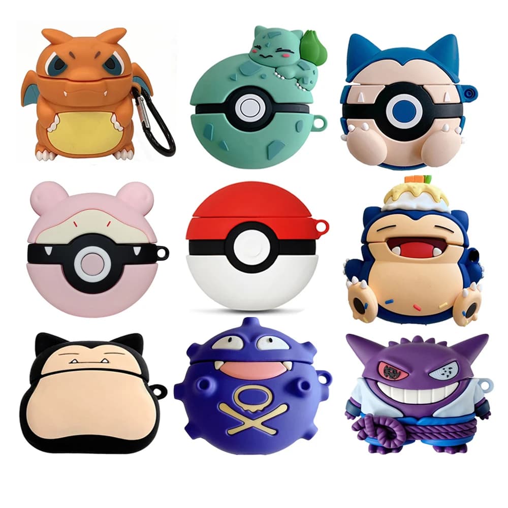 MINISO Cartoon Earphone 3D Silicone Case For Airpods 4 2 3 Protection Cover Cute Bulbasaur Snorlax Cases For Airpod Pro2 Funda