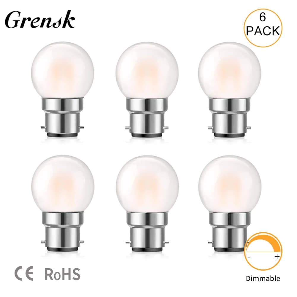 Vintage G40F Led Filament Bulb B22 Bayonet Base Globe Ball Lamp 1.5W Frosted Glass 2700K Warm White Pendant Antique Milky Bulbs