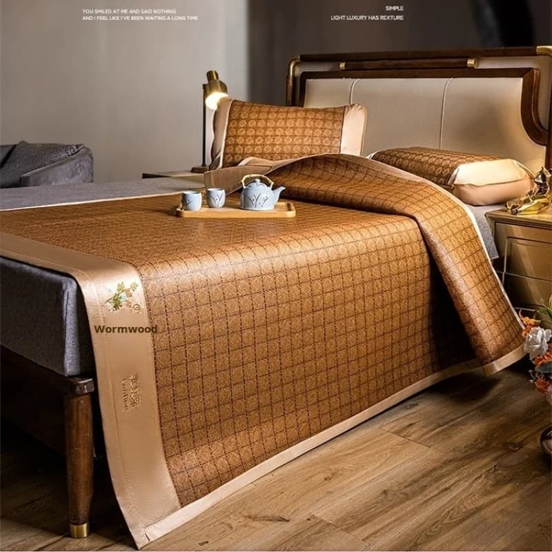 Cool Mat Bamboo Mat Summer Naked Sleeping Student Dormitory Mattress Foldable Ice Silk Mat Dual-Use Double-Sided Household