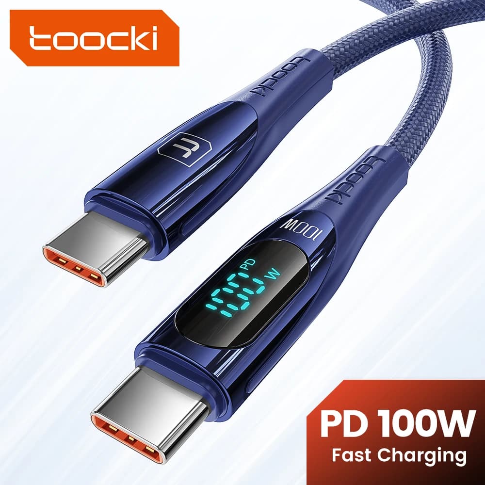 Toocki PD 100W Cable USB Type C to USB C 6A Fast Charging Cord Data Wire for Huawei P40 Macbook Samsung S22 Xiaomi POCO Realme