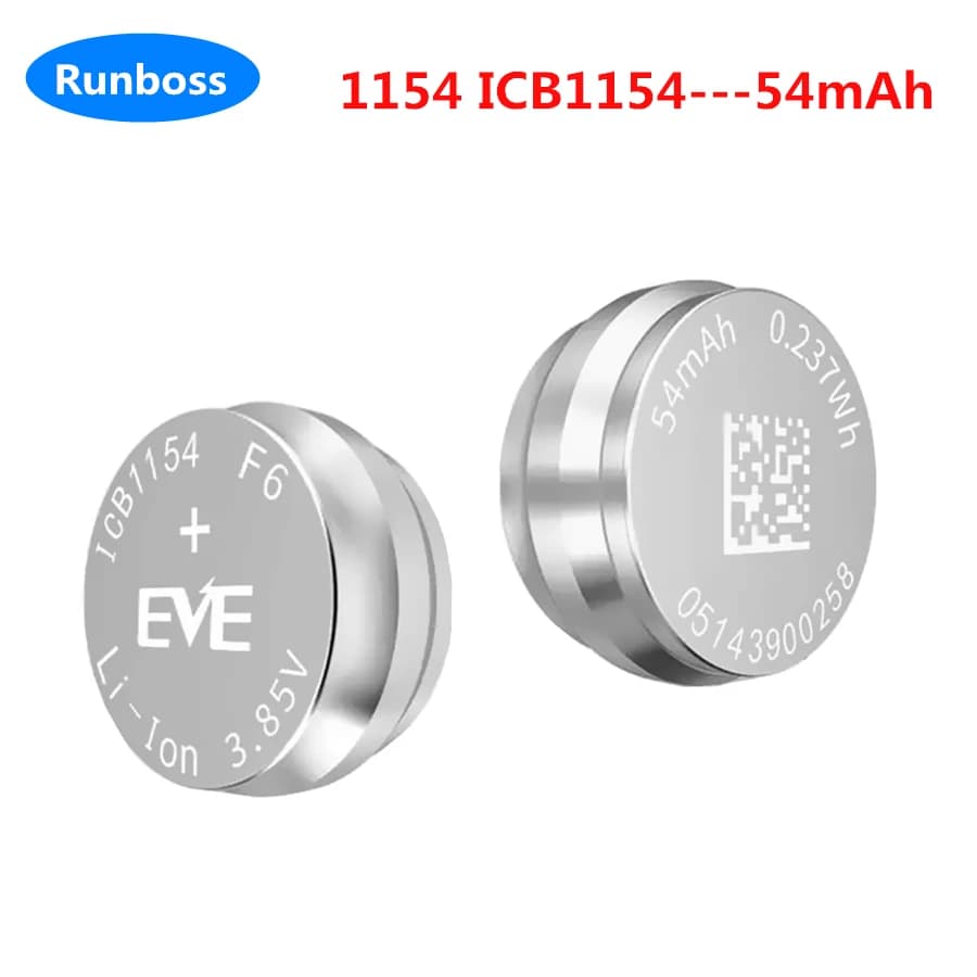 2PCS/Lot LIR1154 3.7V 54mAh Li-polymer rechargeable button lithium battery Headset Wireless TWS Bluetooth Earphone