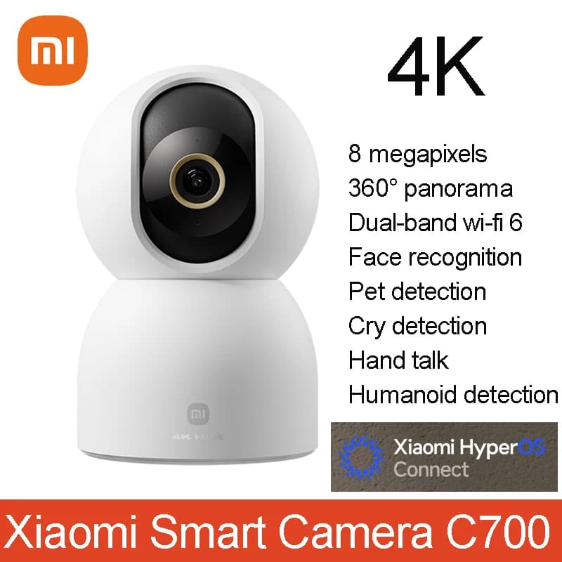 Xiaomi Smart Camera C700 4K 8 Megapixels 360° Panorama Dual-band Wi-Fi 6 AI Human Detection Pet Detection Home Security CN