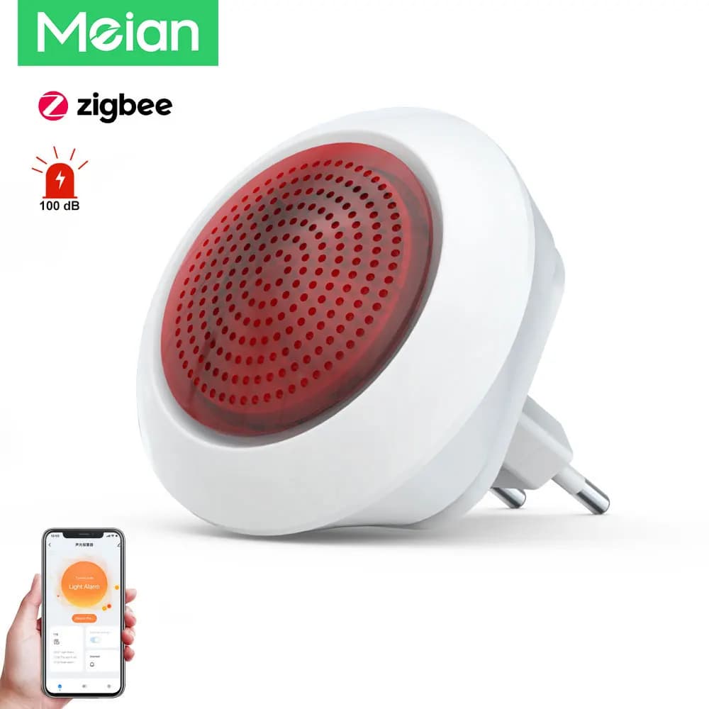Meian Tuya 100dB Siren Alarm Wireless Sirena Alarma Linkage Security Protection Control Via Smart Life APP ZigBee 3.0 Gateway