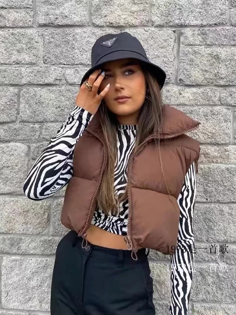 2024 Autumn Winter Women's Cotton Vest New Stand Collar Sleeveless Short Vest Outerwear Korean Fashion Thicken Warm Woman Jacket