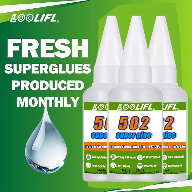 502 strong glue, cyanoacrylate glue, 10 seconds bonding, suitable for wood, plastic, ceramics, metal, all-round bonding tools.