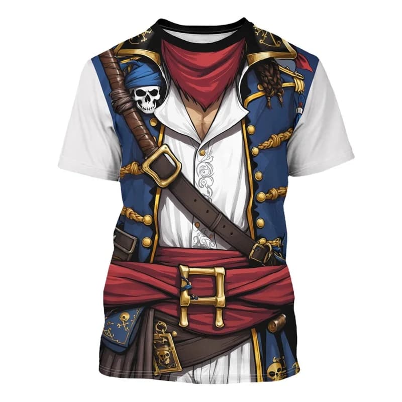 THE Pirate Captain Graphic T-Shirt For Men Funny Cosplay Costume Crewneck Short Sleeve Tuxedo T-Shirt Tee New In Casual Tee Top