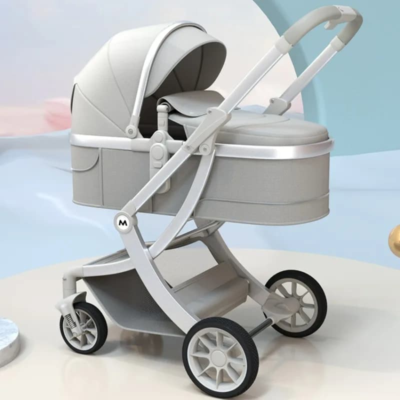 High Landscape Baby Strollers, Can Sit or Lie Down Lightweight Foldable Two-way Shock-absorbing Baby Car Stroller for Newborns