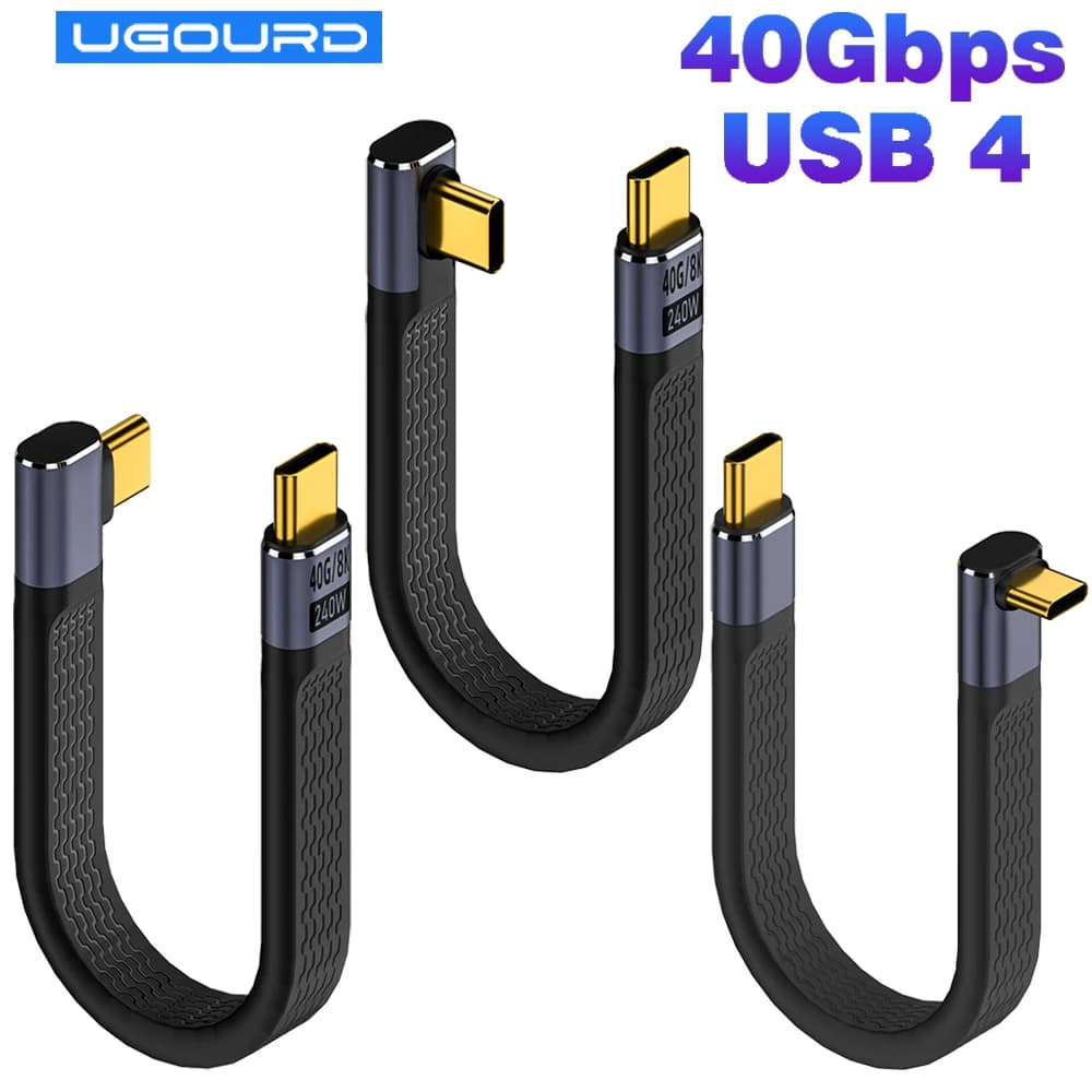 USB4 Elbow Short Cable 13.5cm Thunderbolt4 Type C Cable 40Gbps PD240W Charging Cable for SSD Laptop Macbook Phone iPhone15 iPad