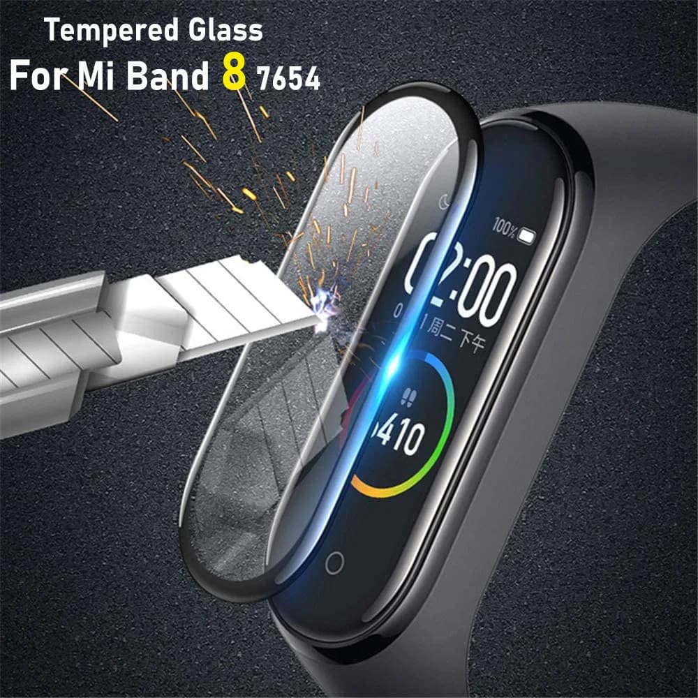 Screen Protector For Xiaomi Mi band 8 7 6 4 Strap Glass SmartWatch Accessories Miband5 miband6 miband7 for Mi band 5 6 7 8 film