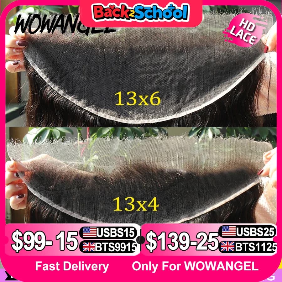 Wow Angel Body Wave 13x4/13x6 HD Lace Full Frontal Human Hair Melt Skins Invisible HD Tranparent Lace Frontal Only Virgin Hair