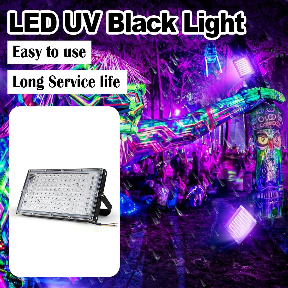 Led Uv Floodlight 50w 100w 395nm Ultraviolet Plug 240v Stage Blacklight 400nm Light Lights Germicidal Lamp Bulb Bar Outdoor Room