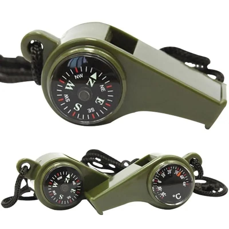 3 In 1 Multi-Functional Outdoor Camping Hiking Emergency Whistle Compass Thermometer