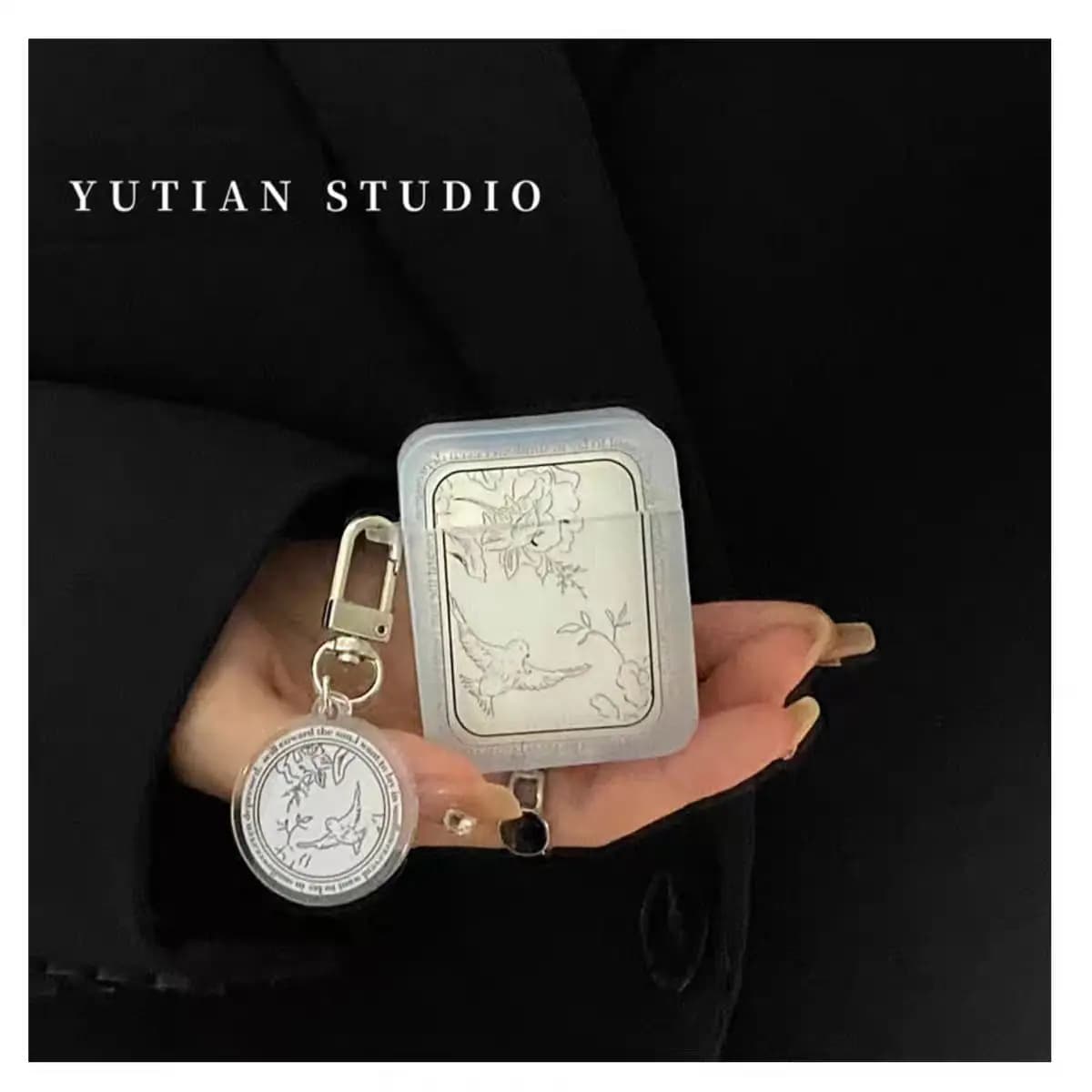 Minimalist flower and bird patterns White For Airpods 1/2 Case Cover Headphone Accessories Protective Box For Airpods 2 Case Bag