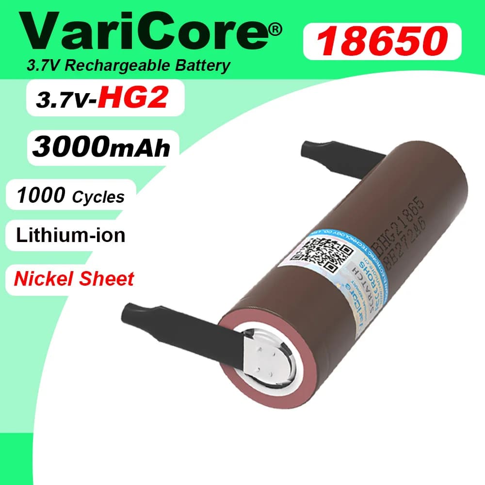 New HG2 18650 3000mAh battery 18650HG2 3.6V discharge 20A, dedicated For hg2 batteries + DIY Nickel