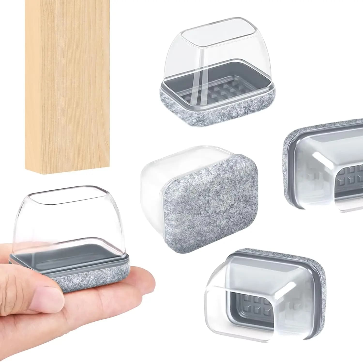 8pcs Rectangular Chair Foot Cover Diagonal Leg Floor Protectors  Silicone Furniture Table Feet Protect for Chair Table No Noise