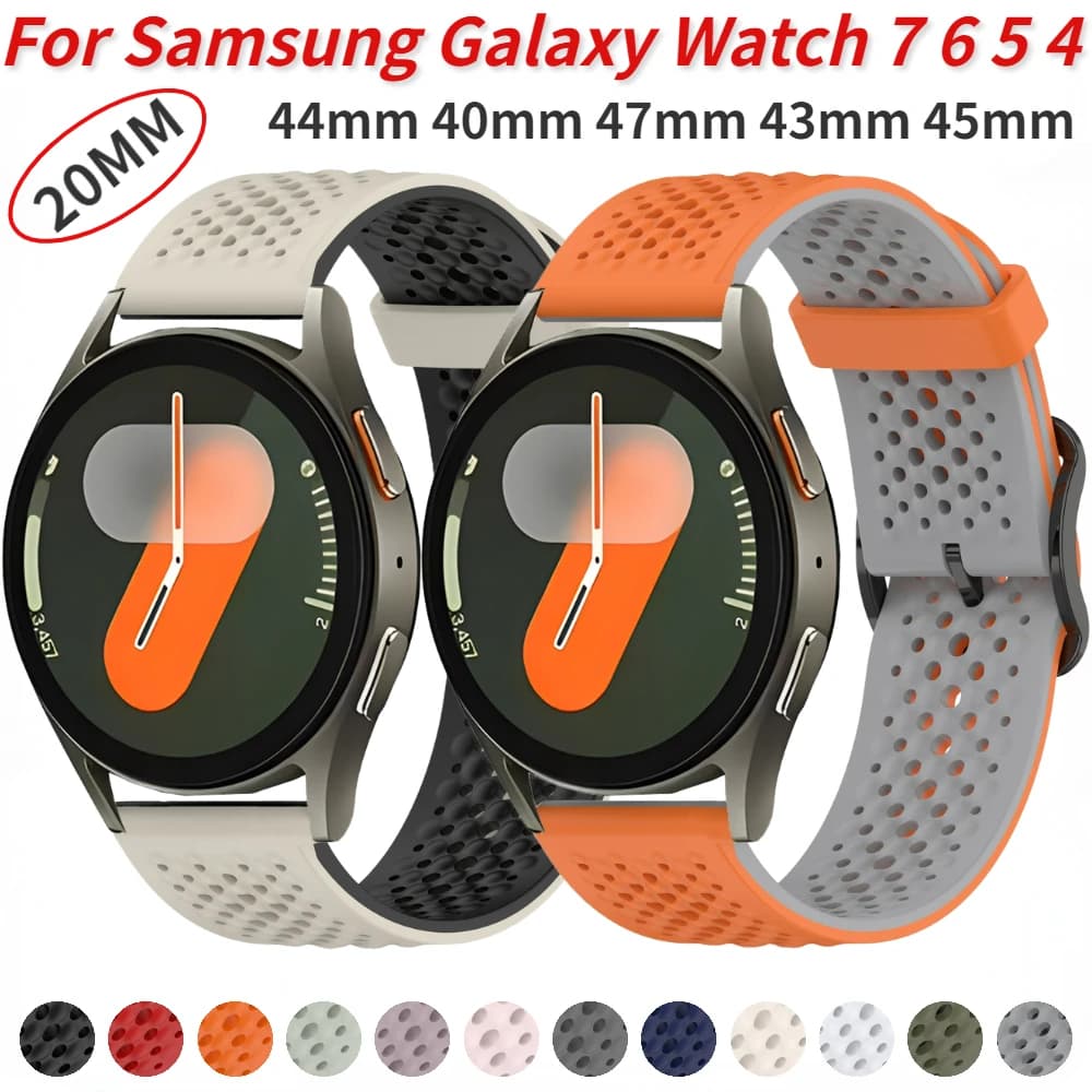 20mm Liquid Silicone Strap for Samsung Galaxy Watch 7 FE 6 5 4 44mm 40mm/6 Classic 47mm 43mm Bracelet for Watch 5 Pro 45mm Band
