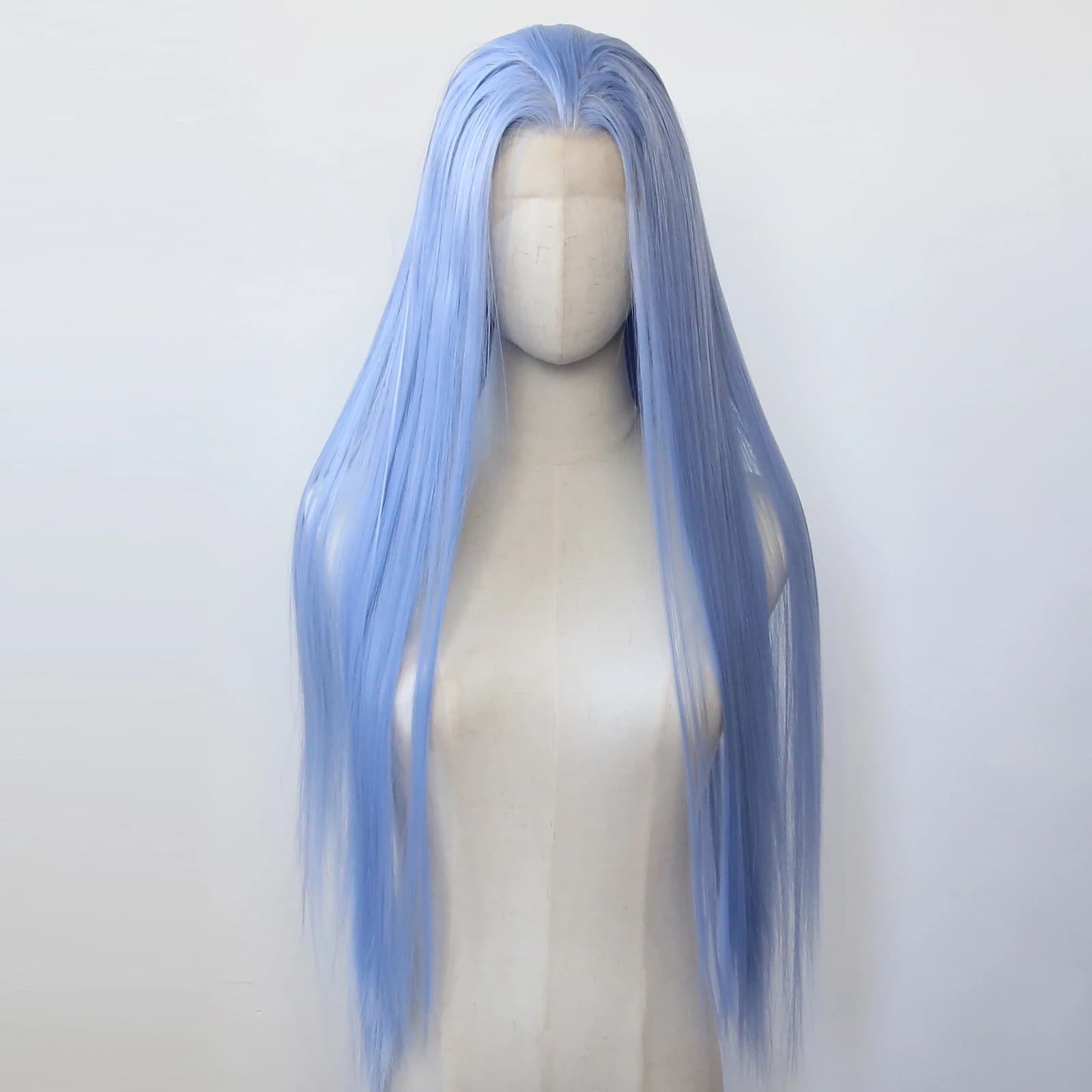 Light Blue Wig Synthetic Lace Front Wig Long Straight Sky Blue Lace Front Synthetic Wig Pre Plucked Heat Resistant Fiber Hair
