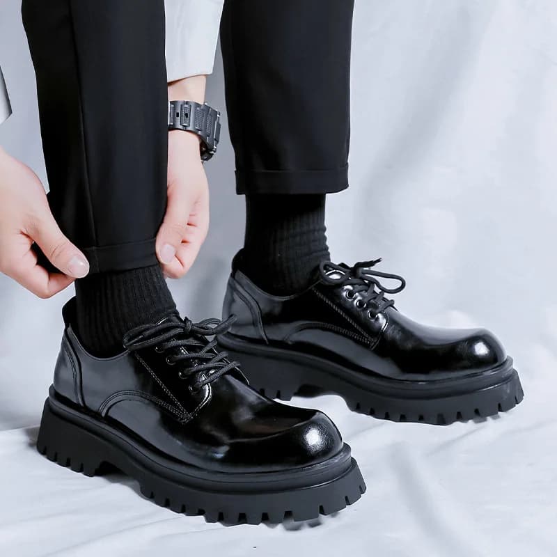 men's casual business office formal dress shoes black tide original leather derby shoe platform sneakers gentleman footwear mans