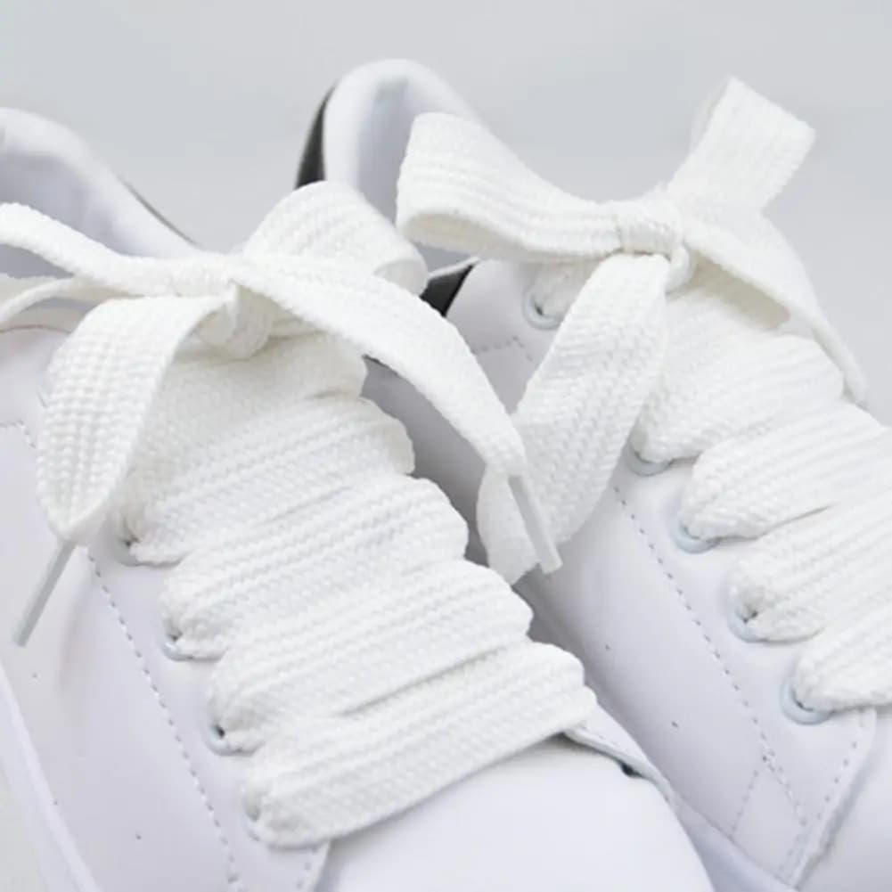 1.5CM Wide Double Layered Thicken Shoelaces Sports Rope Non Elastic White Leisure Women Sneaker Lacet Shoelaces Accessories