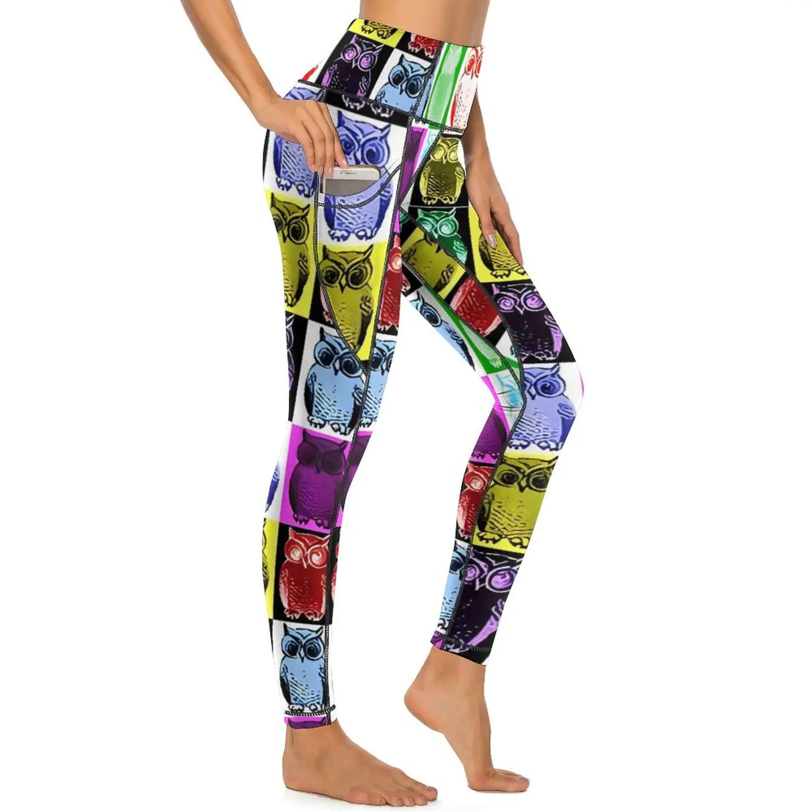 Colorful Bold Owl Pop Art Yoga Pants Sexy  Design Leggings High Waist Fitness Leggins Women Casual Elastic Sports Tights