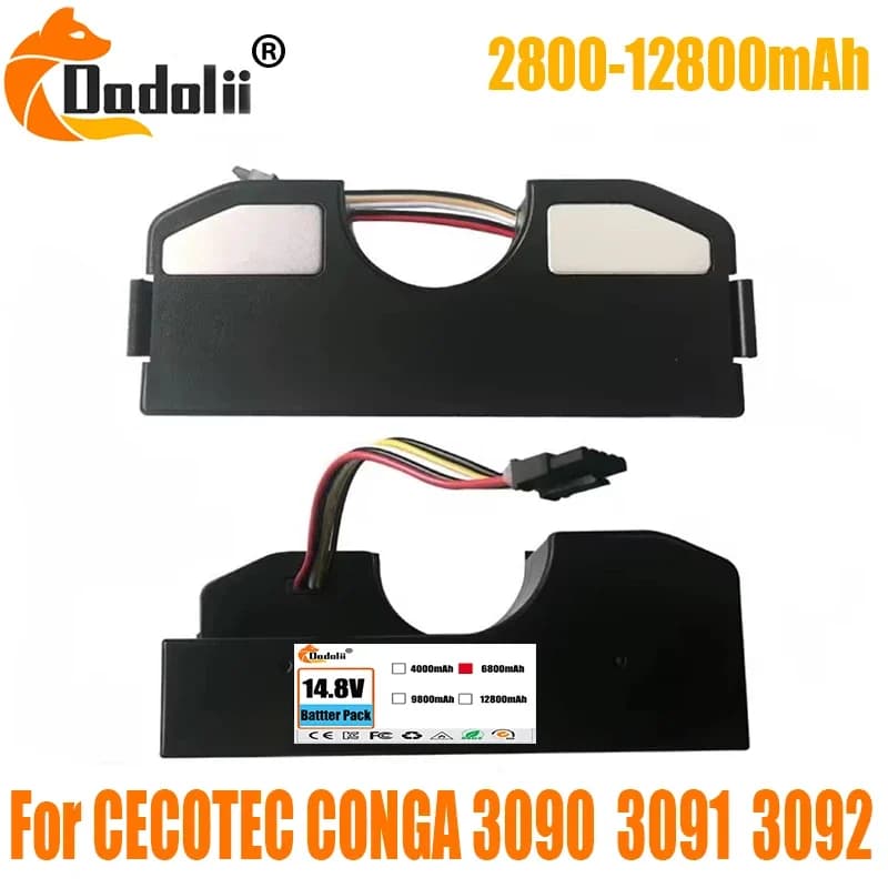 Li ion Battery 14.4V 12800mAh for Cecotec Conga 3090 3091 3092 2090 Robotic Vacuum Cleaner Conga 3090 Accessories Replacement