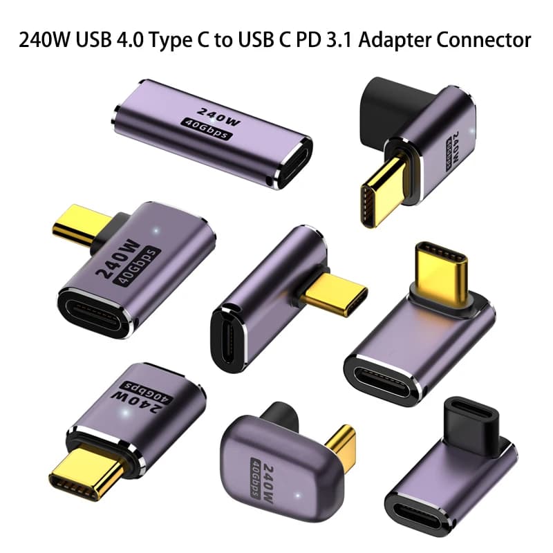 USB4.0 40Gbps Type C to USB C PD3.1 Adapter Connector 240W 8K@60Hz Fast Charging Converter for MacBook Pro MPS5 Nintendo Switch