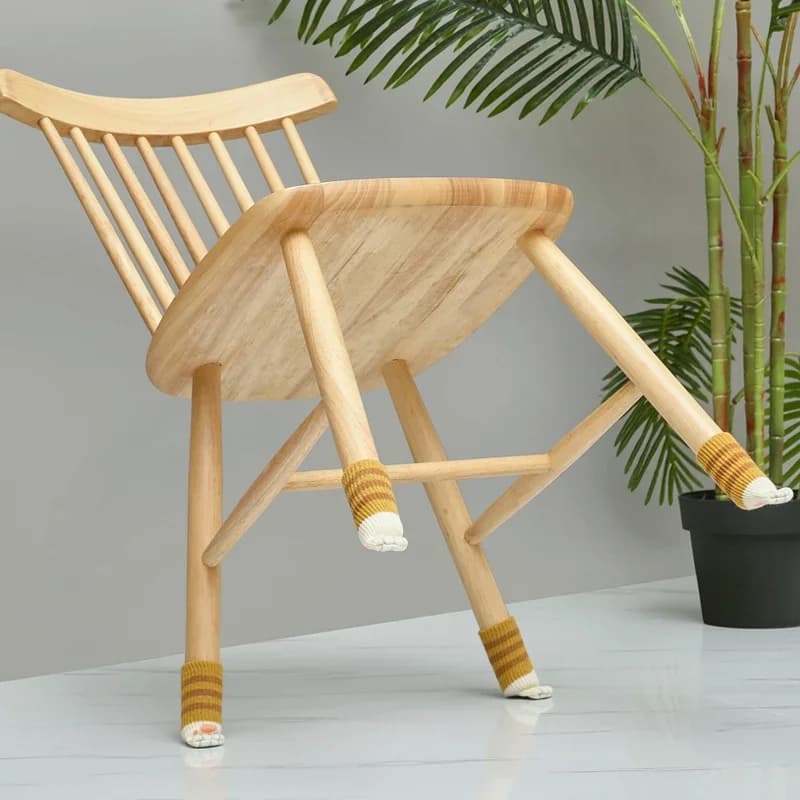 Cute Cat Stripe Thickened Chair Foot Cover Silent Wear-resistant Table Leg Stool Protective Cover Chair Foot Pad Accessories