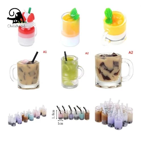 1/2/5Pcs Mini Tea ice cream Cup 1:12 Dollhouse Miniature Doll house Accessories Cups Toy Gift Kitchen Decor Toy pretend play