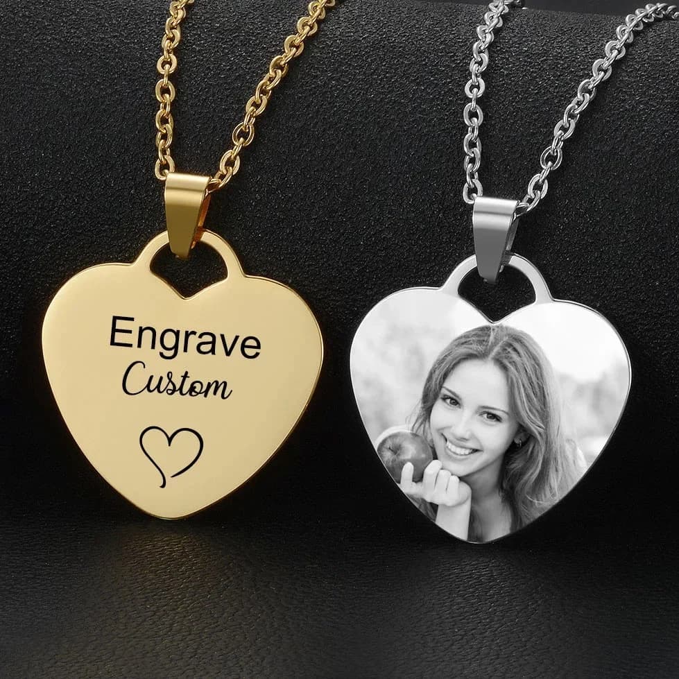 Custom Photo Necklace For Women Personalized Stainless Steel Engraved Name Love  Necklace Pendant Jewelry Gift