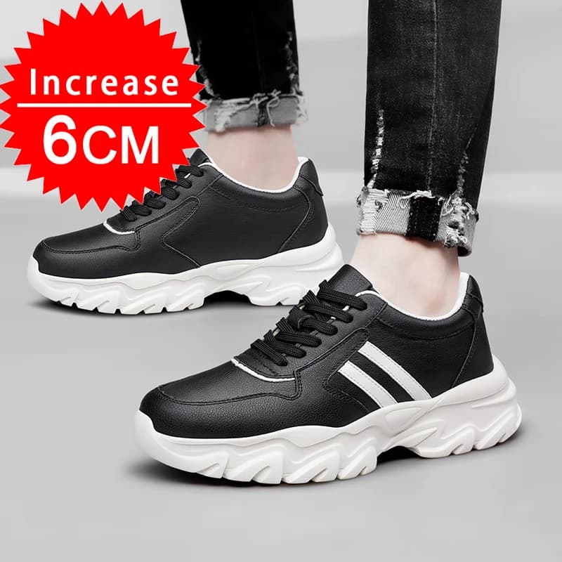 Elevator Shoes for Man Height Increase 6cm Luxury Brand Lift Sports Genuine Leather Men's Hidden Heels Increasing Casual Shoes