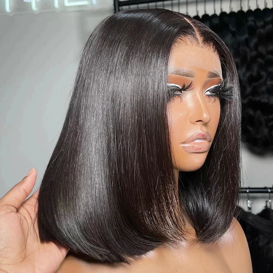 Short Bob Straight 13X4 Transparent Lace Front HD Wig 150 200 Density 100% Human Hair Pre Plucked Wigs 4X4 For Black Women