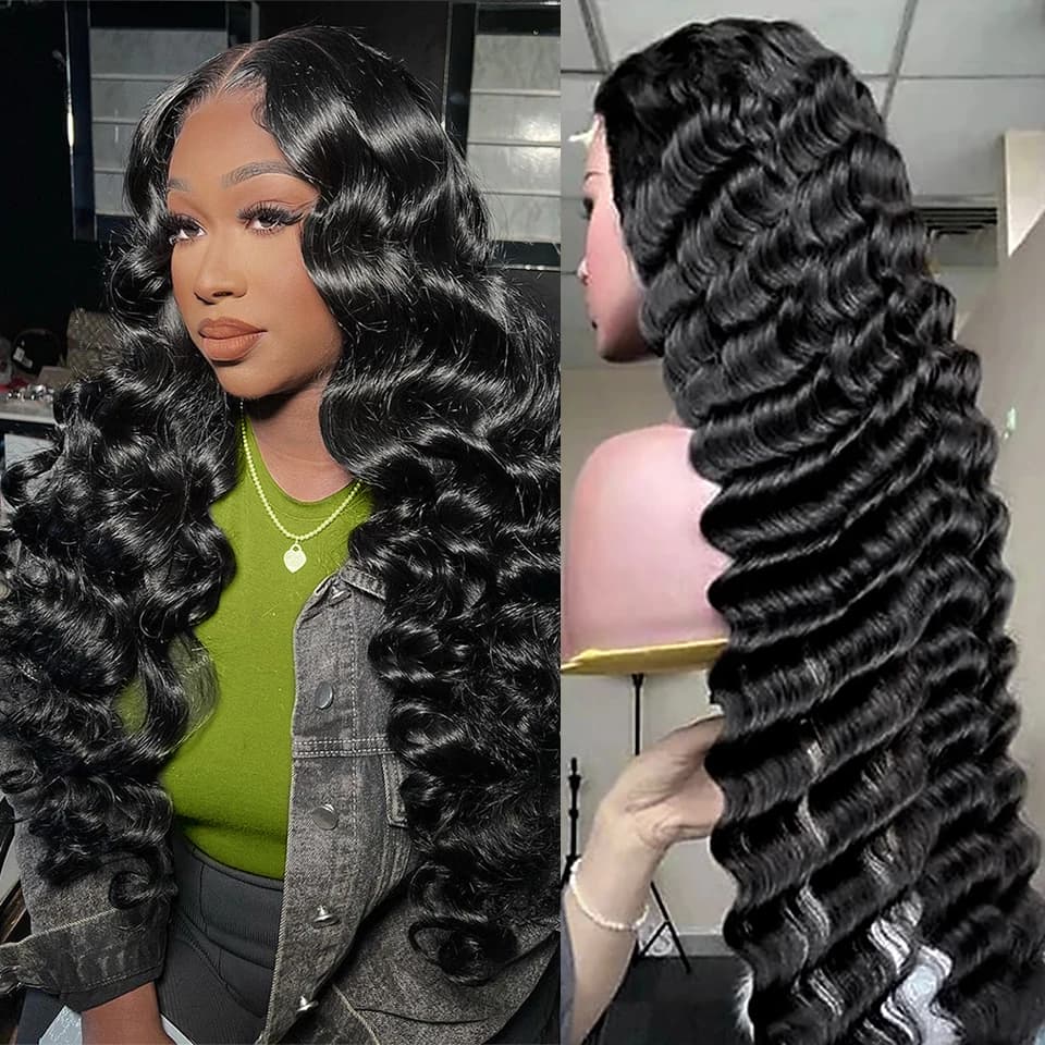 Ready to Wear 28 30 Inch Glueless Loose Deep Wave Lace Frontal Wig 13x4 Pre Plucked Lace Front Human Hair Wigs For Women