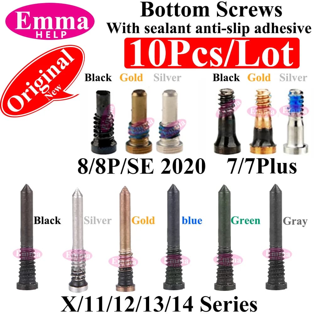 10Pcs for iPhone 13 14 11 12 Pro Max Back Cover Bottom Screws XS XR 7 8 Plus Pentalobe Bottom Dock Repair Screw Part Accessories