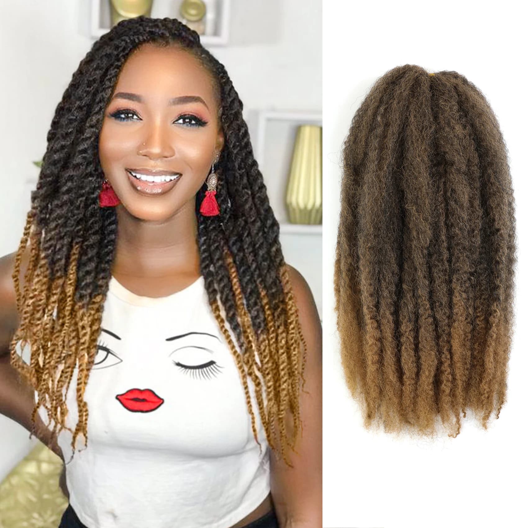 Karida Marley Twist Braiding Hair Crochet Synthetic Springy Afro Twist Crochet Hair Kanekalon Fiber For Braiding Hair Extensions