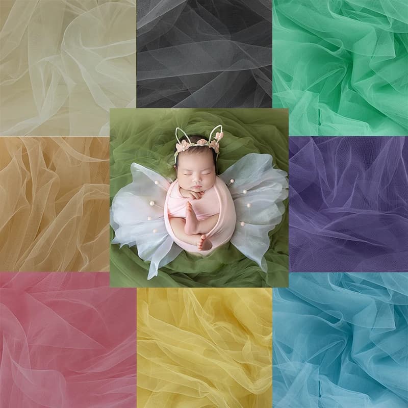 Newborn Photography Props Sheer Mesh Background Blanket Baby Swaddle Wrap Studio Infant Posing Photo Decorative Accessories