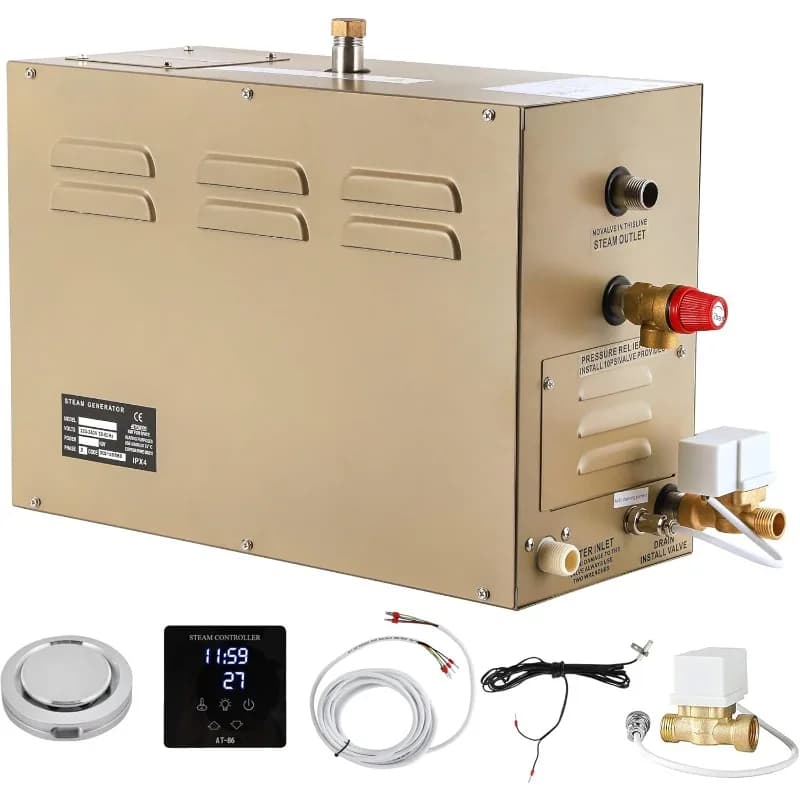 CGOLDENWALL 10.5KW Commercial Self-Draining Steam Generat Shower System Home Steam Bath Spa Generator 30 min 12 Hours Auto Drain