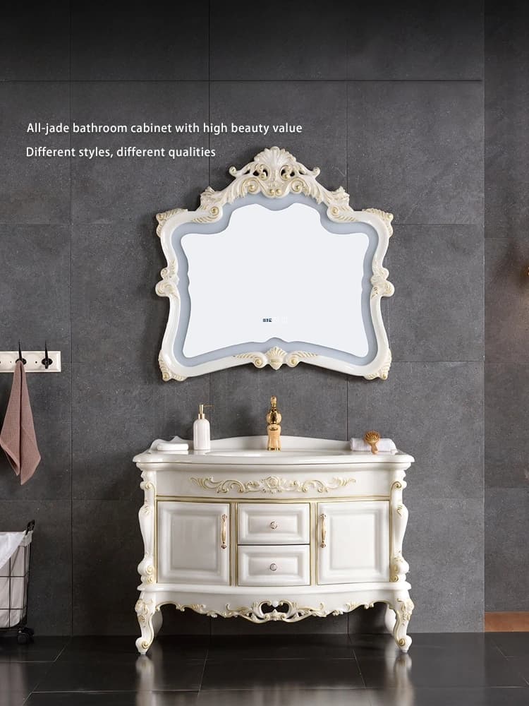 Design Jade Bathroom Cabinet Combination Sanitary Ware With Smart Mirrow One/Double Sink Washbasin Luxury Elegant European Style