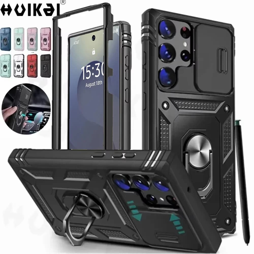 Camera Slide Lens Case For Samsung Galaxy S25 Ultra S24 Ultra S24 FE S23 FE A55 A16 A15 A54 A52 A35 Protective Grade Rugged Cove