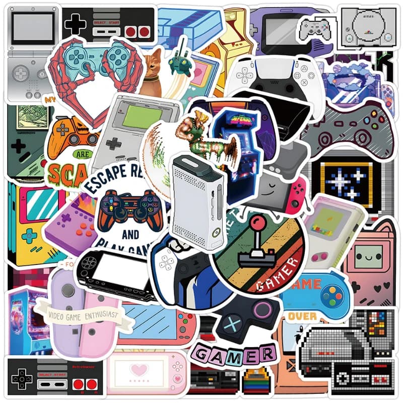 10/25/50pcs Cool Vintage Video Games Stickers Graffiti Joystick Gamepad for Suitcase Guitar Laptop Phone Stationery Water Bottle