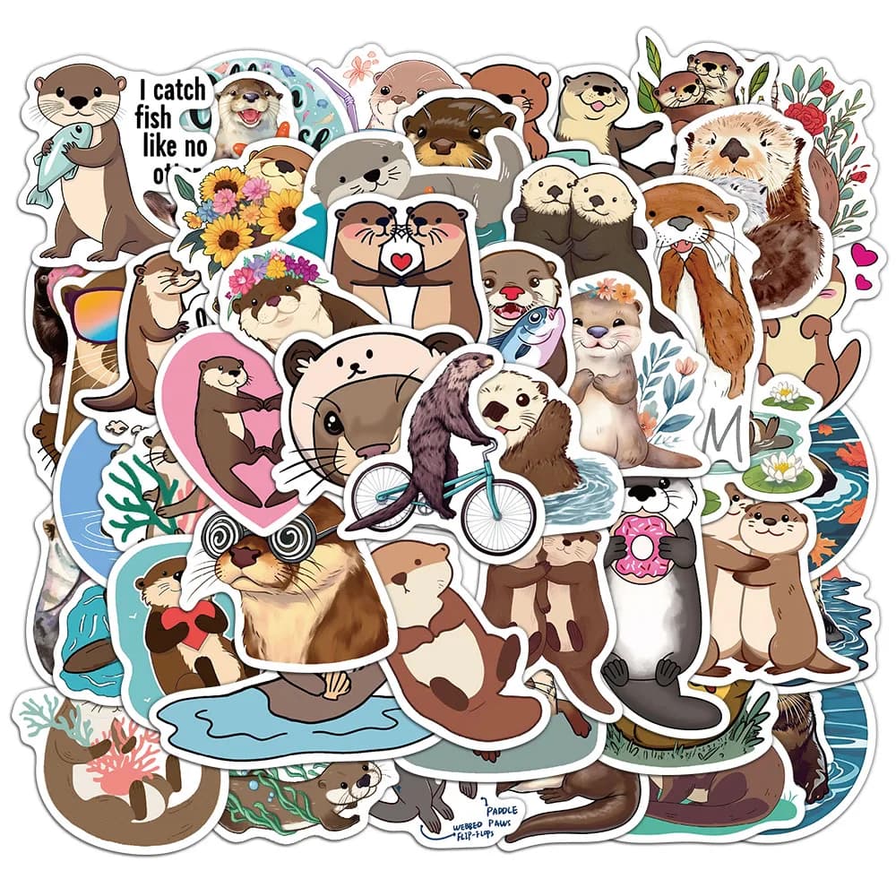 50PCS Otter Stickers Exquisite Cute Animal Account Material Phone Case Laptop Luggage Bottle Waterproof Stickers