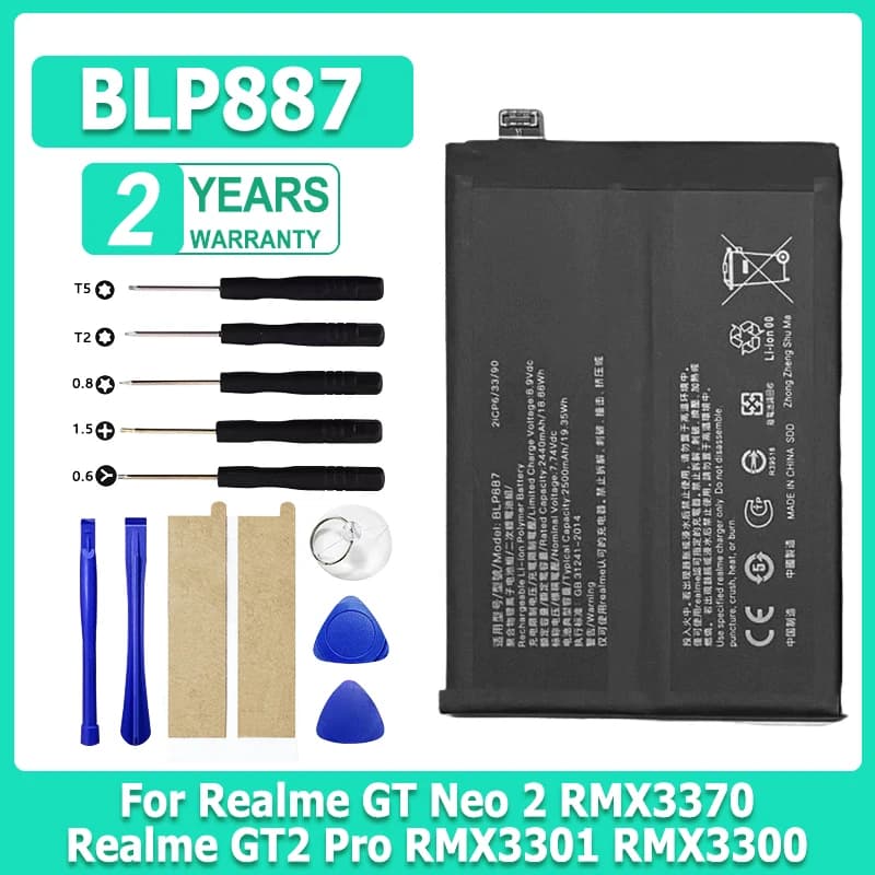 New High Quality BLP887 5000mAh Mobile Phone Battery For Oppo Realme GT Neo 2 Neo2 RMX3370/ GT2 Pro RMX3301 RMX3300