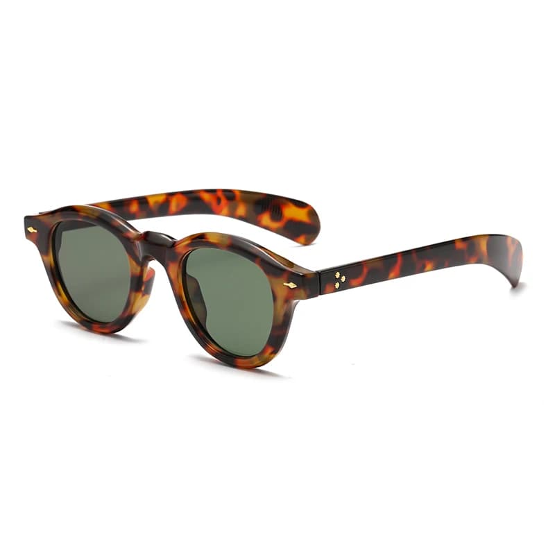 European and American Fashion Oval Leopard Print Sun Glasses Retro Rice Studded Glasses Ins Men WOMEN'S Versatile Sunglasse
