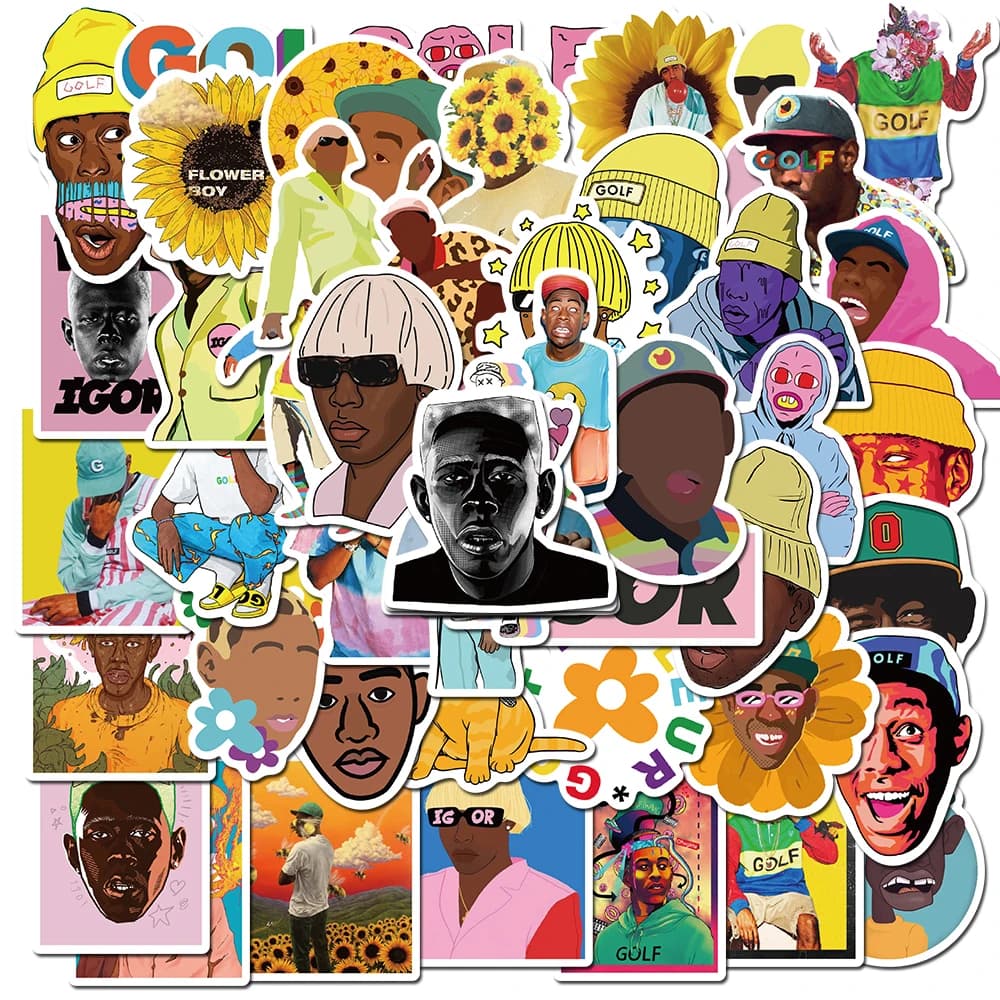 Hip-hop Culture Sticker Pack - 50 Sheets Tyler The Creator Decals (Fast Shipping, Cross-border E-commerce Ready) for Walls, Cars
