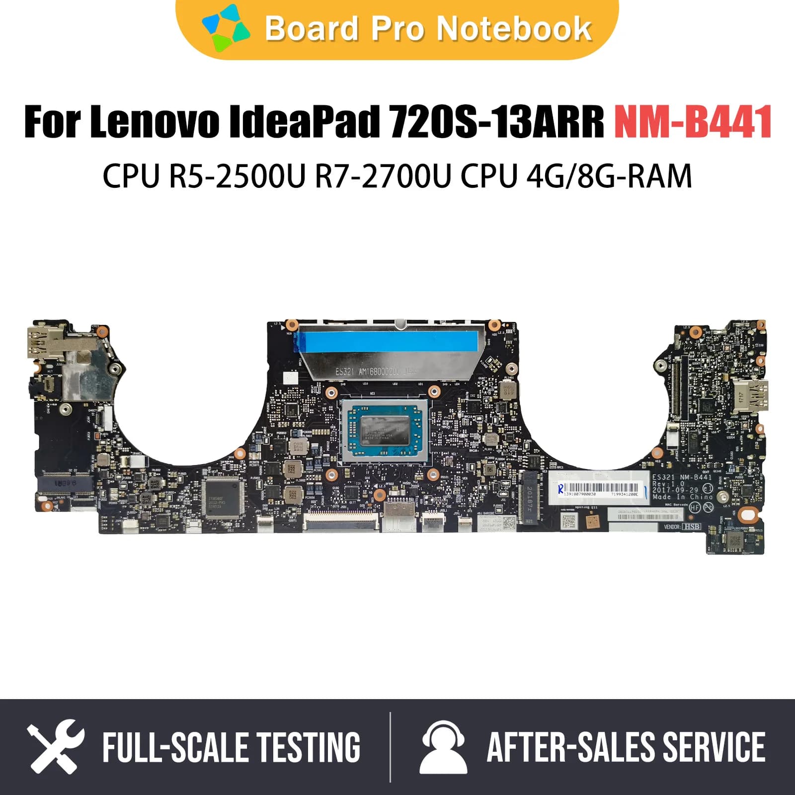 NM-B441 Mainboard For Lenovo IdeaPad 720S-13ARR Laptop Motherboard R5-2500U  CPU 4G-RAM 5B20Q59464 5B20Q59378