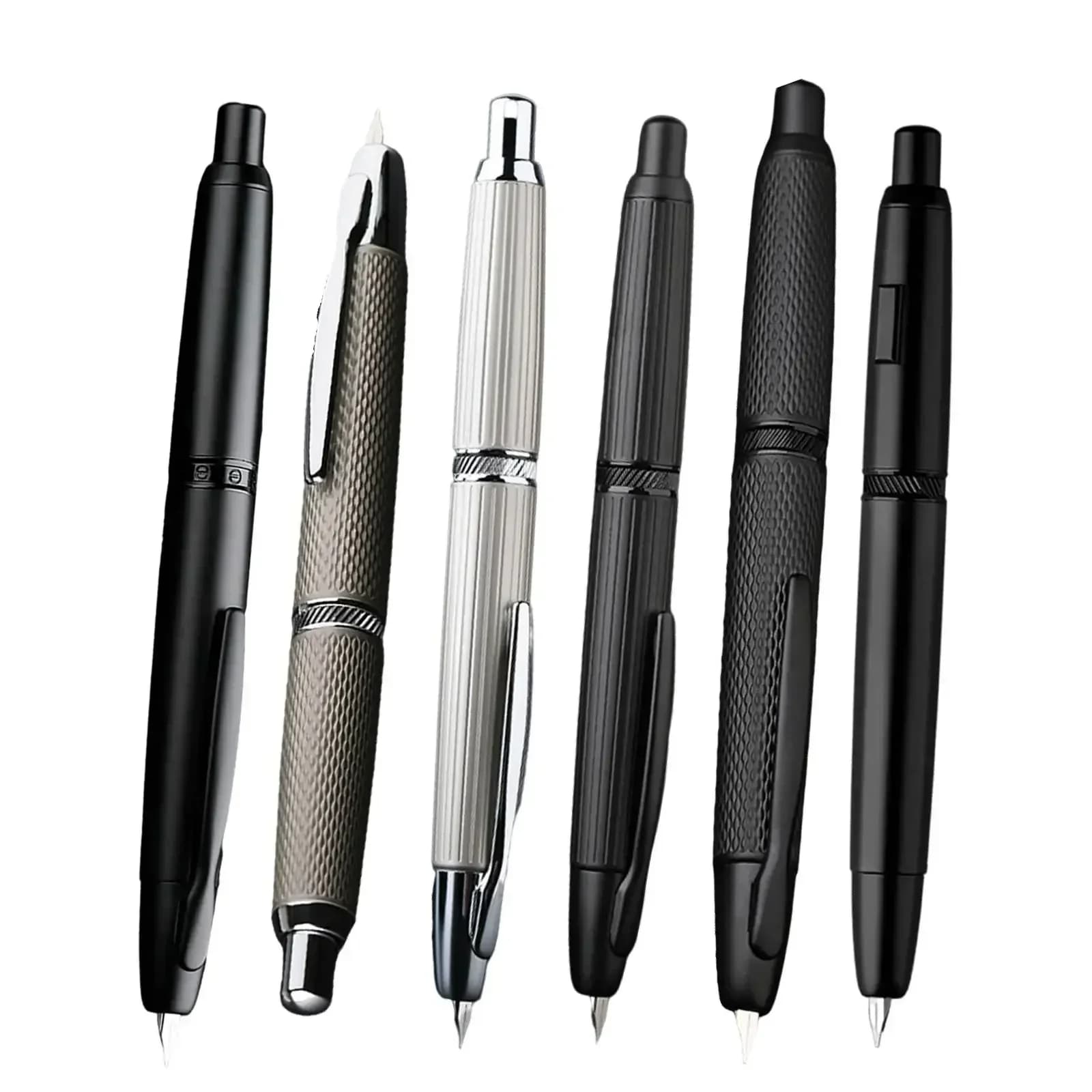 New MOONMAN A1 fountain pen Metal sliver Press pen Striped pattern EF 0.4MM Nibs writing gift pens for syudents office supplies