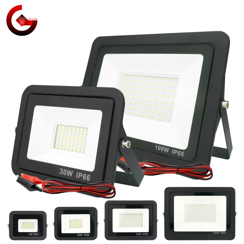 DC12V Led Flood Light 20W 30W 50W 100W Outdoor Floodlight Spotlight IP66 Waterproof Light Reflector Portable 12 Volt Led Lights