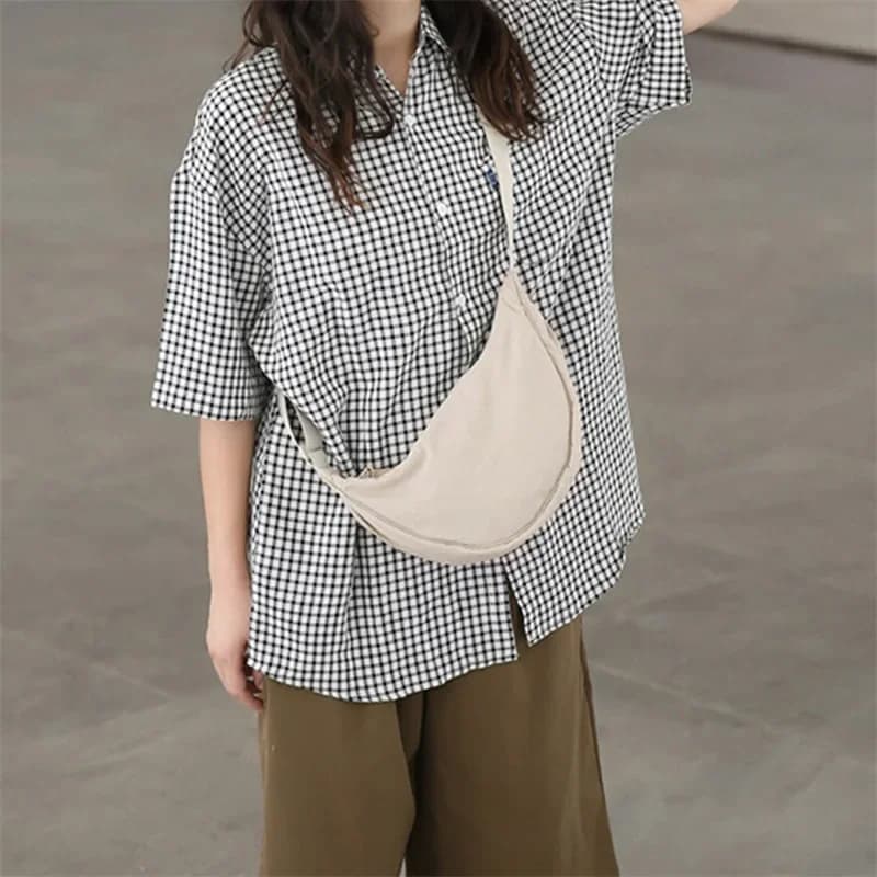 Women'S Fashion Crossbody Bag Large Capacity Shoulder Bag Simple Underarm Bag Student Solid Color Dumpling Bag Casual Bag