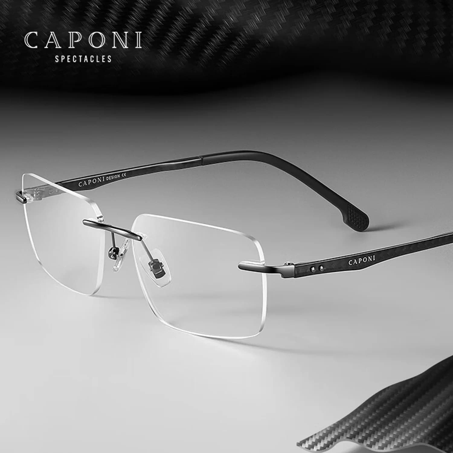 CAPONI Carbon Fiber Light-weight Glasses High Quality Glasses Frame For Man Anti-Blue Light Computer Optical Eyeglasses J24602