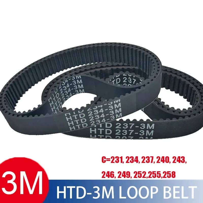 HTD 3M Timing Belt 231/234/237/240/243/246/249/252mm 6/9mm Width RubbeToothed Belt Closed Loop Synchronous Belts Pitch 3mm